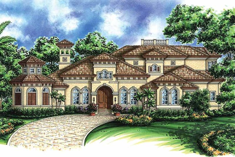 Home Plan - Exterior - Front Elevation 3 for Mediterranean House Plan #1017-43 - 4 bed, 4.5 bath