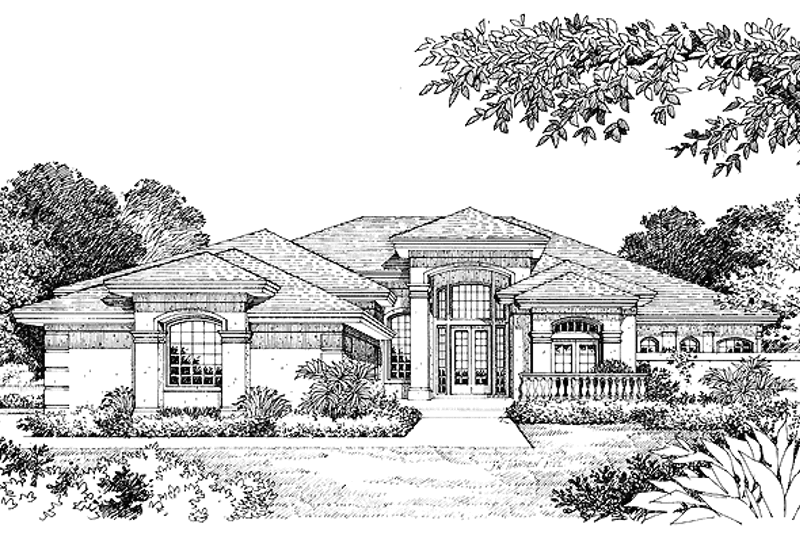 Dream House Plan - Mediterranean Exterior - Front Elevation Plan #417-618