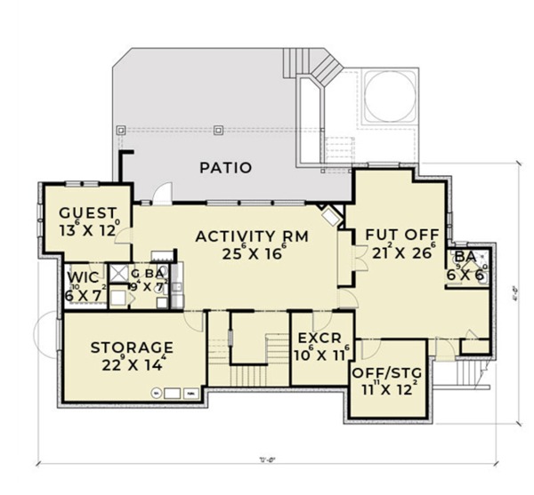 House Blueprint - European Floor Plan - Lower Floor Plan #1070-6