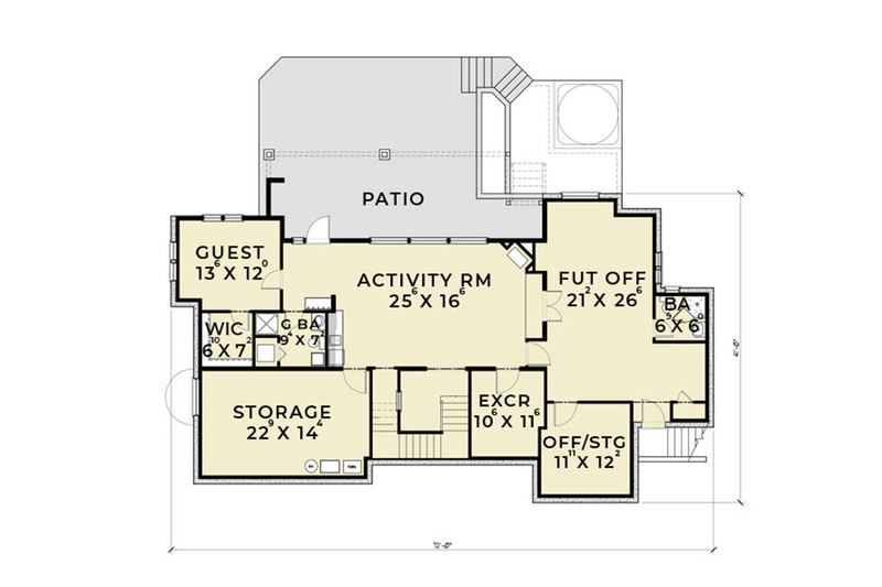 House Blueprint - Floor Plan - Lower Floor for European House Plan #1070-6 - 5 bed, 4 bath