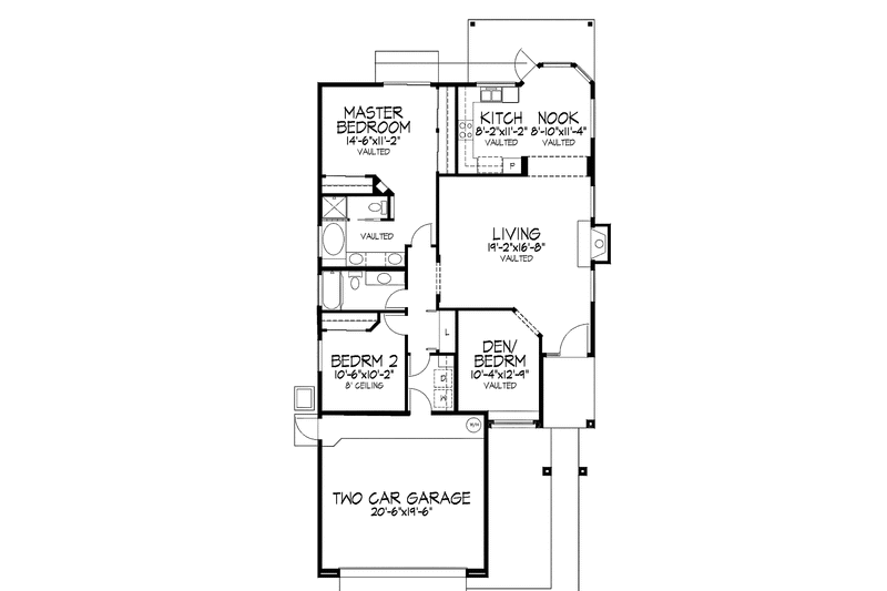 Dream House Plan - Floor Plan - Main Floor for Mediterranean House Plan #320-980 - 2 bed, 2 bath