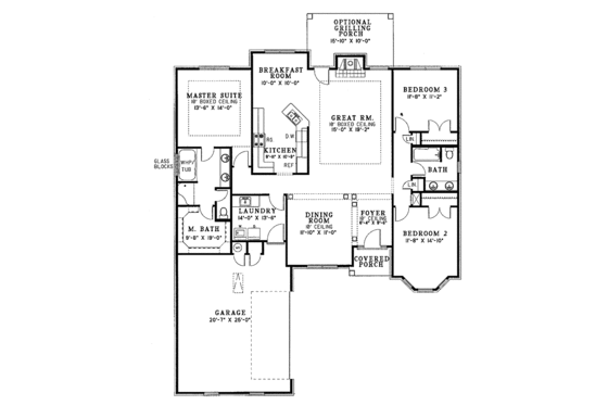 Floor Plan - Main Floor for Country House Plan #17-3167 - 3 bed, 2 bath
