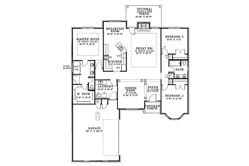 House Blueprint - Floor Plan - Main Floor for Country House Plan #17-3167 - 3 bed, 2 bath