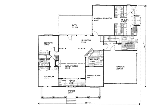 Floor Plan - Main Floor for Traditional House Plan #30-177 - 3 bed, 2 bath