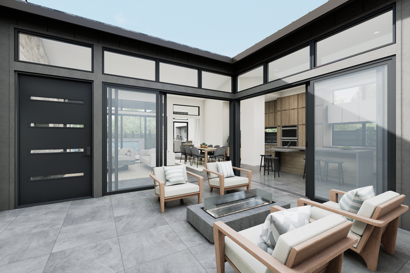 House Blueprint - Exterior - Outdoor Living 6 for Modern House Plan #1087-1 - 4 bed, 3.5 bath