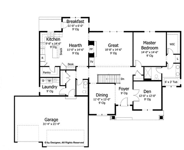 Dream House Plan - European Floor Plan - Main Floor Plan #51-987