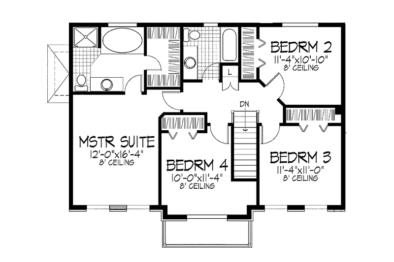 Home Plan - Floor Plan - Upper Floor for Classical House Plan #51-729 - 4 bed, 2.5 bath