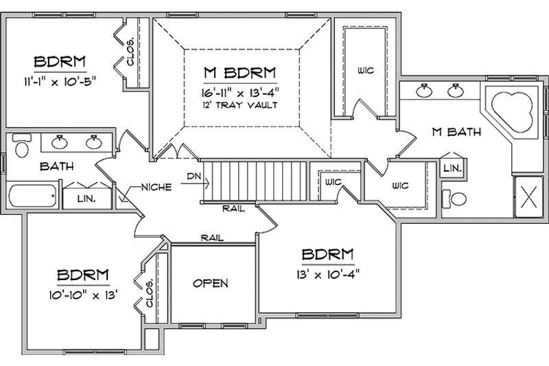 Home Plan - Floor Plan - Upper Floor for Craftsman House Plan #981-6 - 4 bed, 2.5 bath