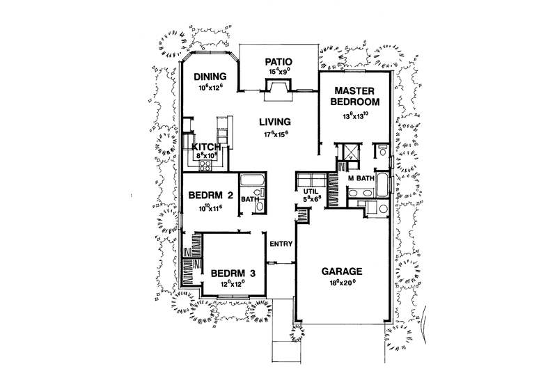 Home Plan - Floor Plan - Main Floor for Craftsman House Plan #472-55 - 3 bed, 2 bath