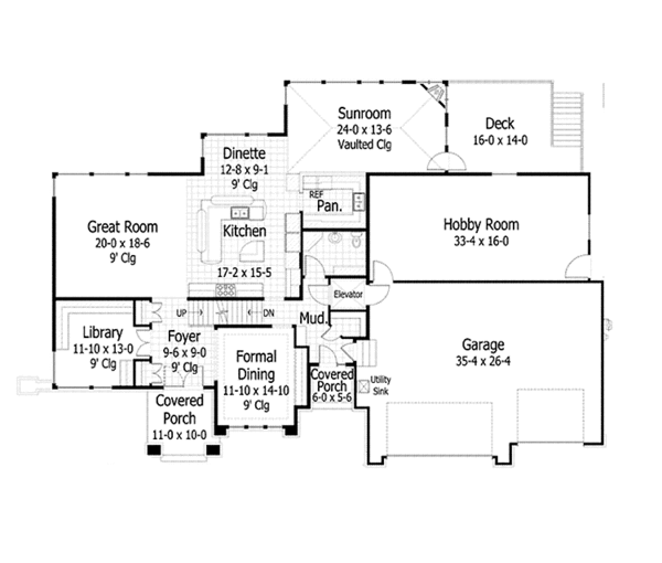 Dream House Plan - Prairie Floor Plan - Main Floor Plan #51-1123
