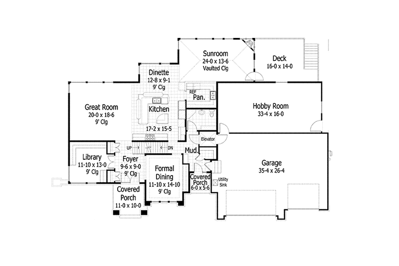 Home Plan - Floor Plan - Main Floor for Prairie House Plan #51-1123 - 2 bed, 2.5 bath