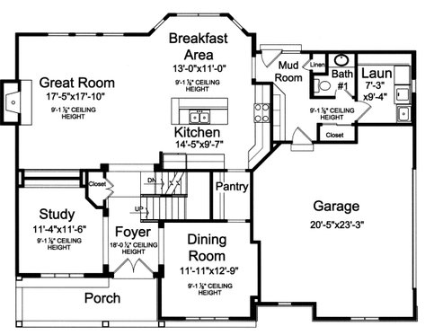 Floor Plan - Main Floor for Farmhouse House Plan #46-907 - 4 bed, 2.5 bath