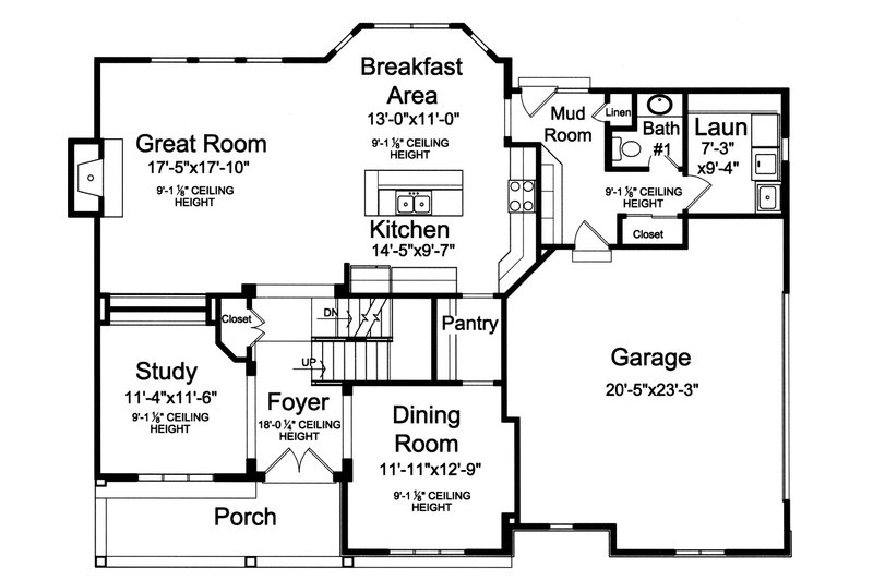 Dream House Plan - Floor Plan - Main Floor for Farmhouse House Plan #46-907 - 4 bed, 2.5 bath