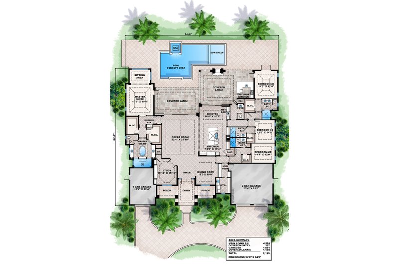 House Plan Design - Floor Plan - Main Floor for Contemporary House Plan #27-493 - 4 bed, 4.5 bath