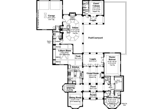 Floor Plan - Main Floor for Mediterranean House Plan #930-428 - 4 bed, 3.5 bath