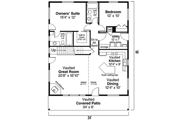 Architectural House Design - Cabin Floor Plan - Main Floor Plan #124-1128