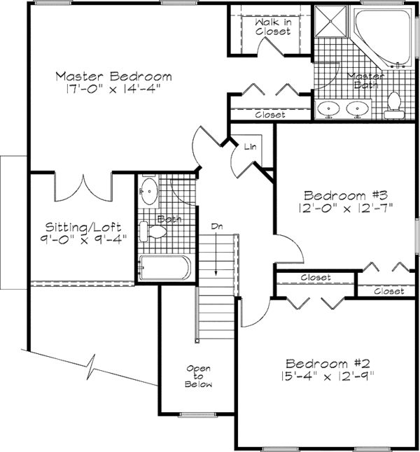 House Blueprint - Colonial Floor Plan - Upper Floor Plan #320-904