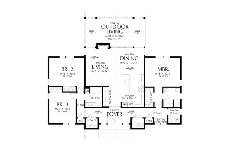 House Design - Floor Plan - Main Floor for Contemporary House Plan #48-1202 - 3 bed, 2 bath