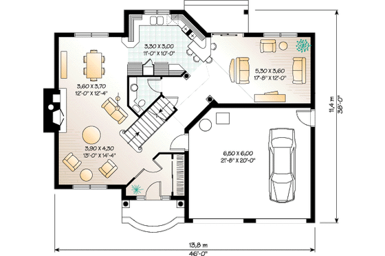 Floor Plan - Main Floor for Traditional House Plan #23-246 - 4 bed, 2.5 bath