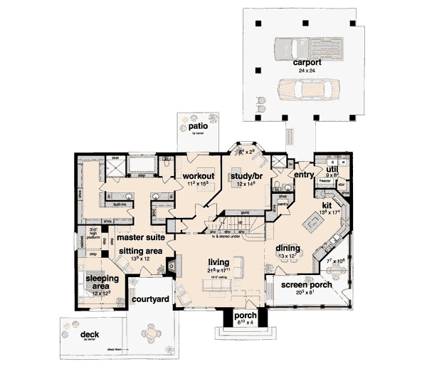 Architectural House Design - Modern Floor Plan - Main Floor Plan #36-222