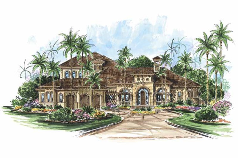 Architectural House Design - Exterior - Front Elevation 3 for Mediterranean House Plan #1017-65 - 4 bed, 4 bath