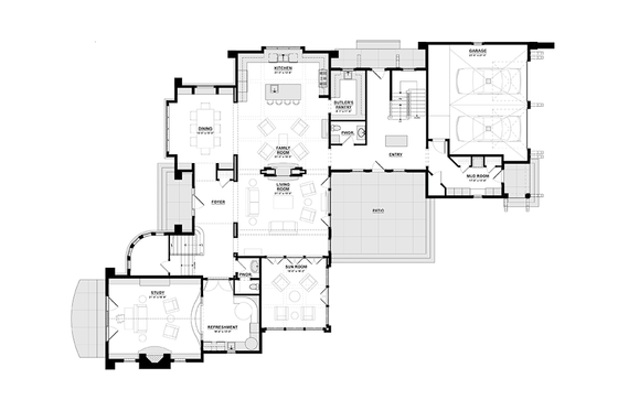 Floor Plan - Main Floor for Tudor House Plan #928-275 - 5 bed, 5 bath