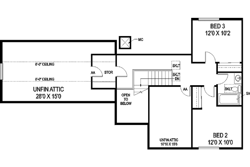 Dream House Plan - Floor Plan - Upper Floor for Craftsman House Plan #60-1003 - 3 bed, 2.5 bath
