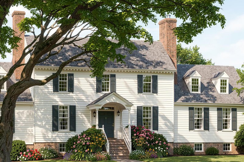 Home Plan - Exterior - Front Elevation 2 for Colonial House Plan #137-345 - 4 bed, 4 bath