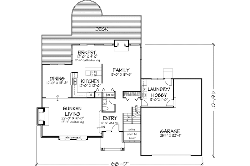 Dream House Plan - Floor Plan - Main Floor for Prairie House Plan #320-1121 - 3 bed, 2.5 bath