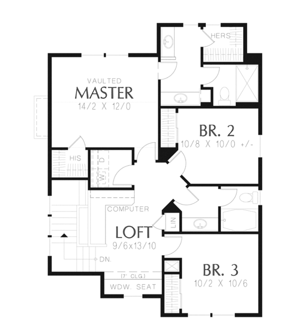 Architectural House Design - Craftsman Floor Plan - Upper Floor Plan #48-906