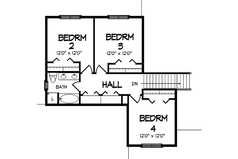 Home Plan - Floor Plan - Upper Floor for Traditional House Plan #320-1455 - 4 bed, 2.5 bath