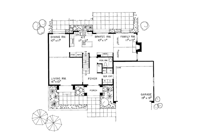 Home Plan - Floor Plan - Main Floor for Mediterranean House Plan #72-994 - 3 bed, 2.5 bath