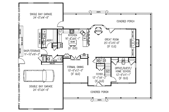 Floor Plan - Main Floor for Victorian House Plan #11-263 - 3 bed, 2.5 bath