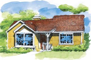 House Plan Design - Exterior - Front Elevation for Ranch House Plan #320-664 - 1 bed, 1 bath