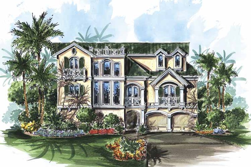 Home Plan - Exterior - Front Elevation 3 for Mediterranean House Plan #1017-97 - 5 bed, 4.5 bath