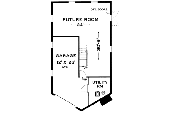 Floor Plan - Lower Floor for Cabin House Plan #3-290 - 3 bed, 2 bath