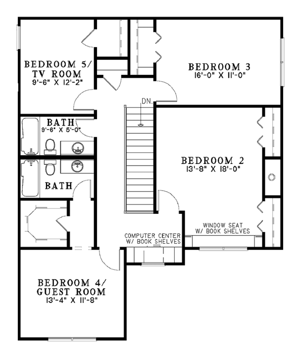 Architectural House Design - Classical Floor Plan - Upper Floor Plan #17-2855