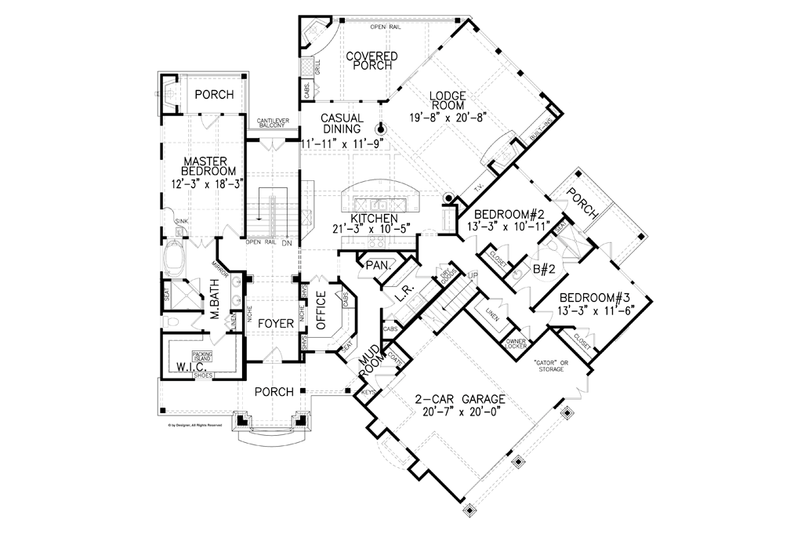 Home Plan - Floor Plan - Main Floor for Craftsman House Plan #54-373 - 3 bed, 2 bath