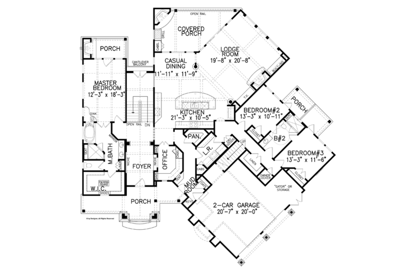 Dream House Plan - Craftsman Floor Plan - Main Floor Plan #54-373
