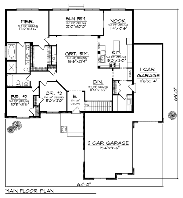 Home Plan - Country Floor Plan - Main Floor Plan #70-921
