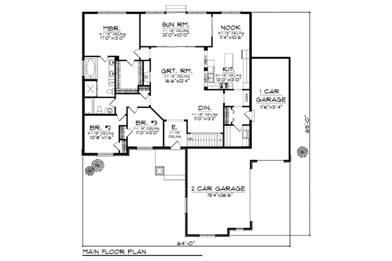 Country Style House Plan - 3 Beds 2 Baths 2212 Sq/Ft Plan #70-921 ...