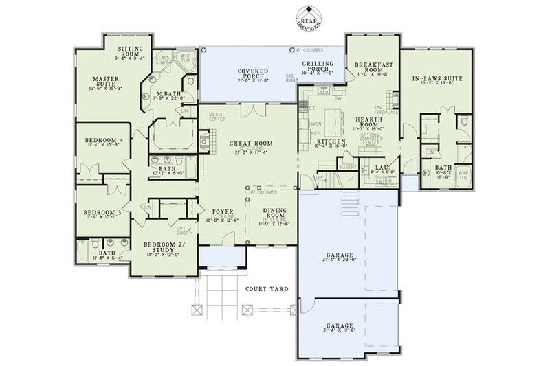Home Plan - Floor Plan - Main Floor for European House Plan #17-2931 - 5 bed, 4 bath