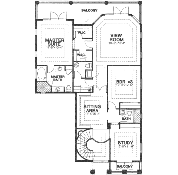 Classical Floor Plan - Upper Floor Plan #115-184