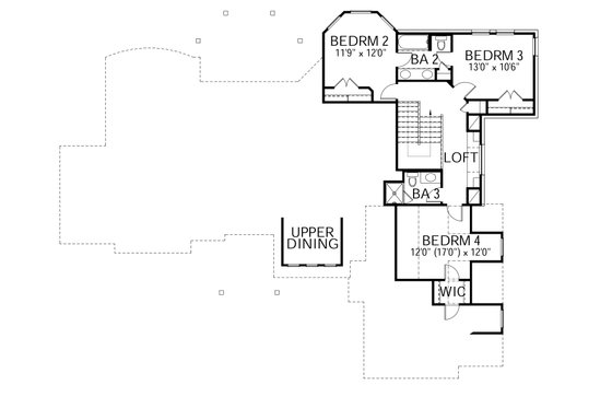 Floor Plan - Upper Floor for Country House Plan #80-180 - 4 bed, 3.5 bath