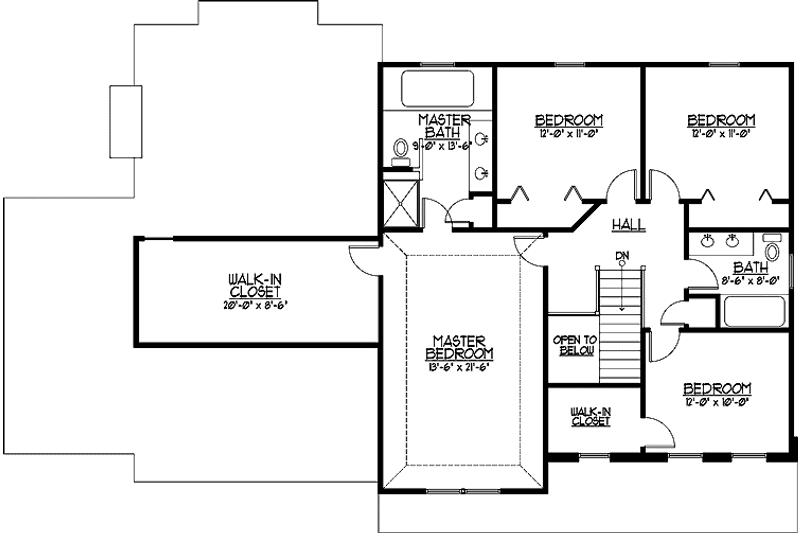 House Blueprint - Floor Plan - Upper Floor for Country House Plan #978-17 - 4 bed, 2.5 bath