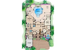 Floor Plan - Main Floor for Mediterranean House Plan #27-392 - 5 bed, 5.5 bath