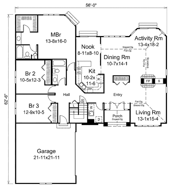 Mediterranean Floor Plan - Main Floor Plan #57-432