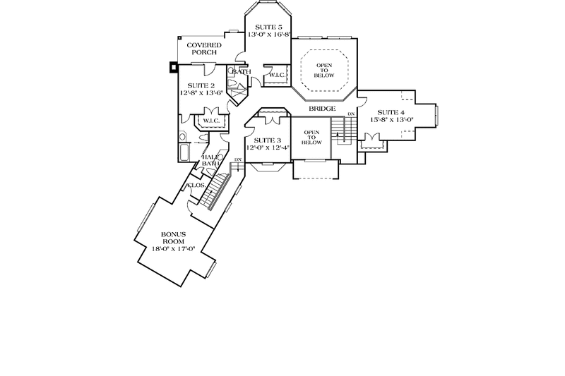 Home Plan - Floor Plan - Upper Floor 1 for European House Plan #453-190 - 5 bed, 4.5 bath