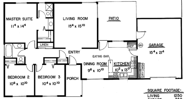 Home Plan - Ranch Floor Plan - Main Floor Plan #60-688