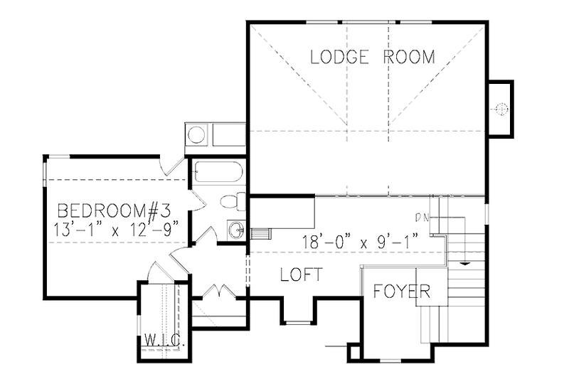 Home Plan - Floor Plan - Upper Floor for Craftsman House Plan #54-337 - 3 bed, 3 bath